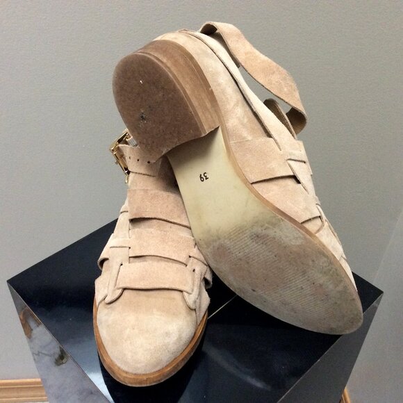 HOUSE OF HARLOW Tan Suede Leather Strappy Ankle Boots Booties Andromeda Size 9 - Picture 3 of 5